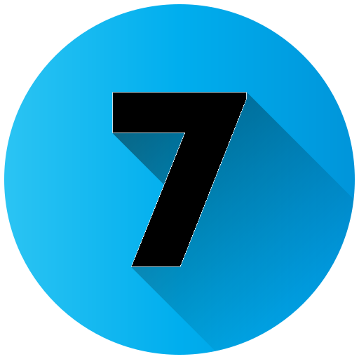 Blue circle with a black number seven inside